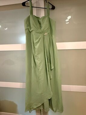 Light Green Sage Sleeveless Chiffon A-Line Dress